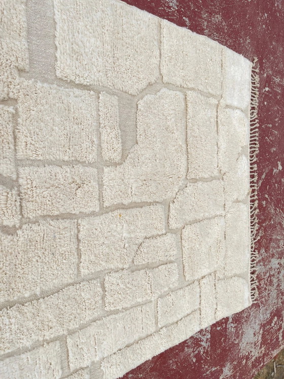 Alfombra bereber marroquí en crudo 300x200 cm – patrón geométrico en relieve – Lana, Algodón, Bohemian (photo 7 of 10)