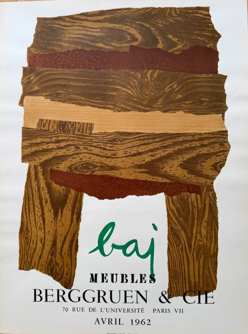Enrico Baj (1924–2003), Meubles, Ausstellungsplakat (1962, Galerie Berggruen, Paris), gedruckt in Frankreich