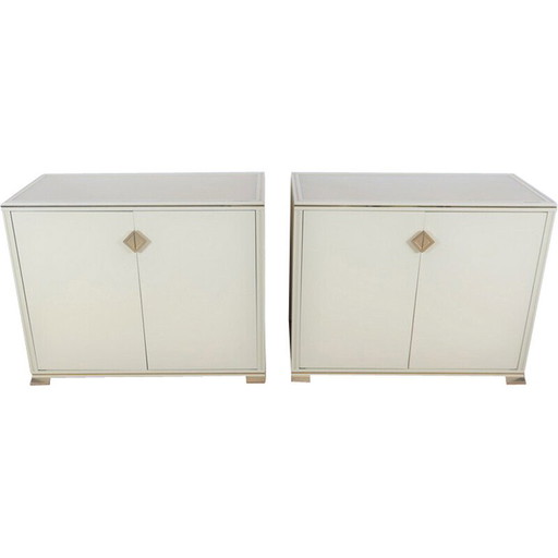 Pair of vintage lowboards in lucite and brass by Pierre Vandel, 1970s