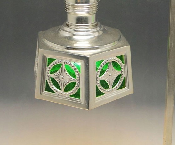 Lampada da scrivania Art Nouveau placcata in argento, inizio XX secolo. – Lampade da scrivania, Glass, Metal (photo 5 of 19)