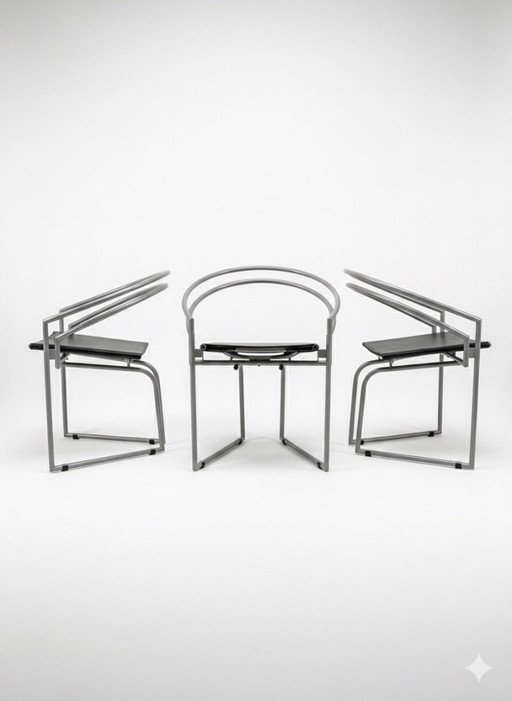 3x Mario Botta – Latonda-stoel voor Alias, Italië, circa 1987 (versie met gladde lederen zitting, niet-geperforeerd)