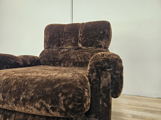 Pair of 1970s armchairs in brown fabric, Velvet, Wood, Vintage (photo 8 of 10)