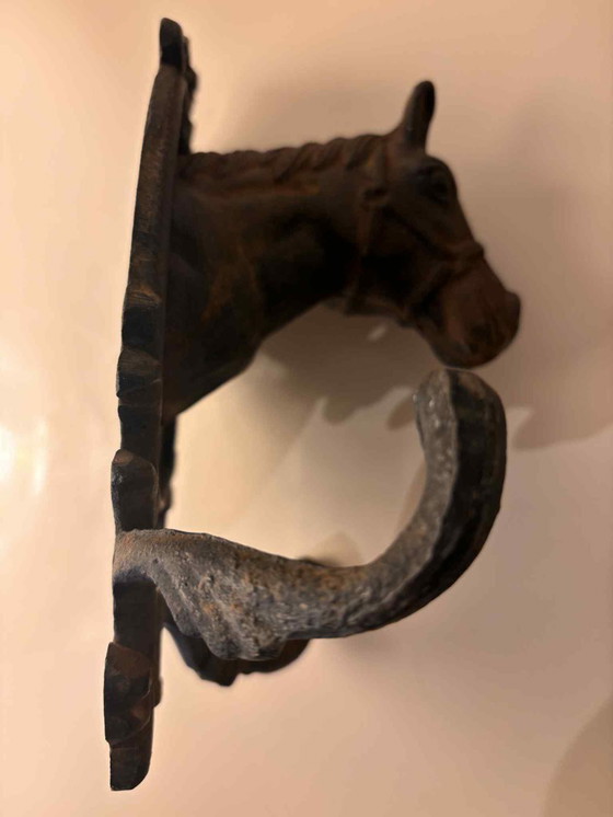 Image 1 of Appendiabiti vintage a forma di testa di cavallo - Decorazione murale rustica equestre
