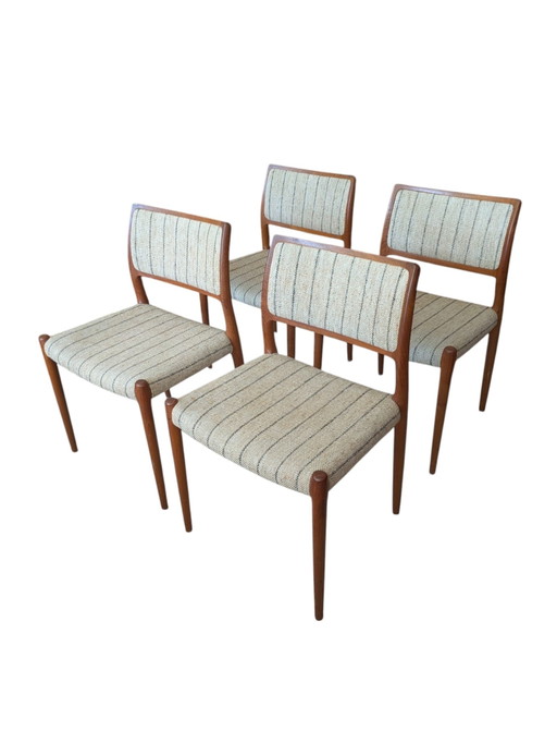 Vintage set van 4 Deense eetkamerstoelen, Niels Otto Møller, model 80