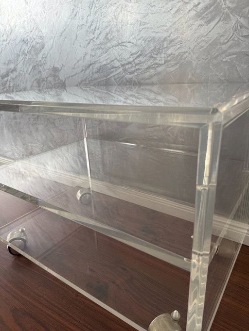 1 Table d'appoint à roulettes en plexiglas acrylique