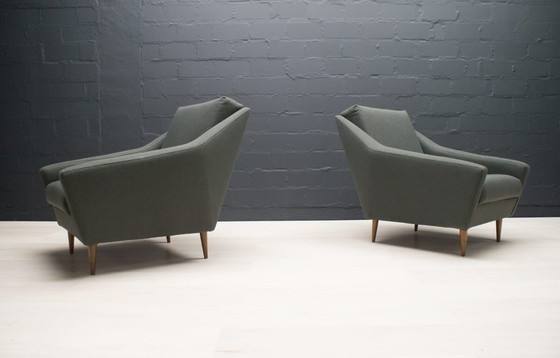 Image 1 of Set di poltrone in legno e tessuto di Eddie Harlis per Hans Kaufeld, anni '60