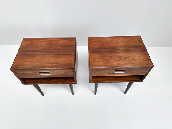 Image 1 of Set Of 2 Rosewood Nightstands By Johannes Andersen For Dyrlund 1960S