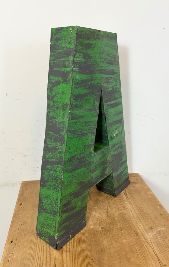 Image 1 of Großer, antiker grüner Eisenfassadenbuchstabe A, 1970er Jahre