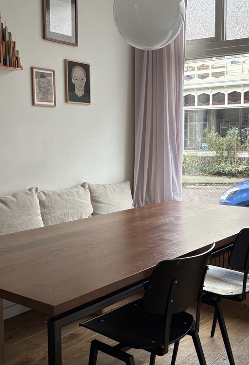 Handmade table with a 'flying' top made of solid wood