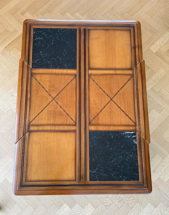 Klassieke Bar-Salontafel Met Marmeren Inleg – Vintage-Italiaans Design – Wood, Marble (photo 3 of 6)