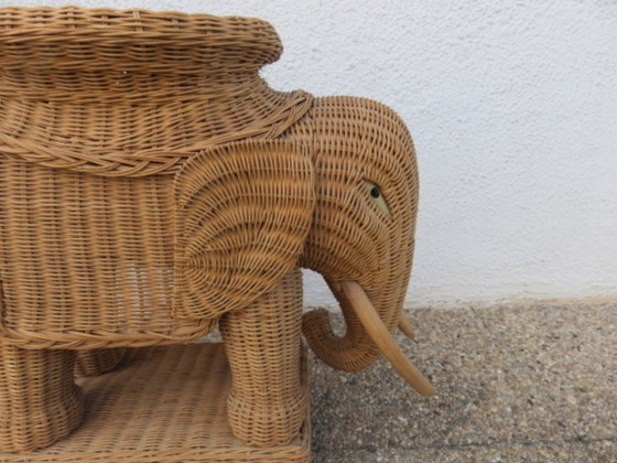 Image 1 of Rattan elephant side table or end table from the 60s/70s