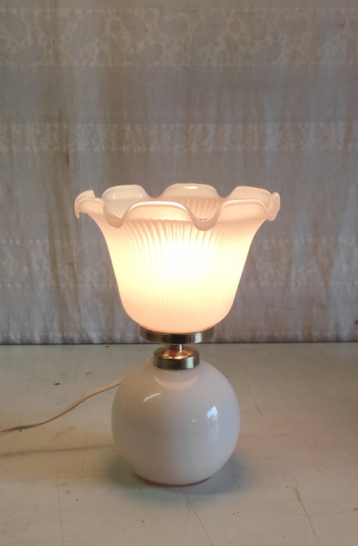 Table lamp in pink opaline glass - mid-20th century