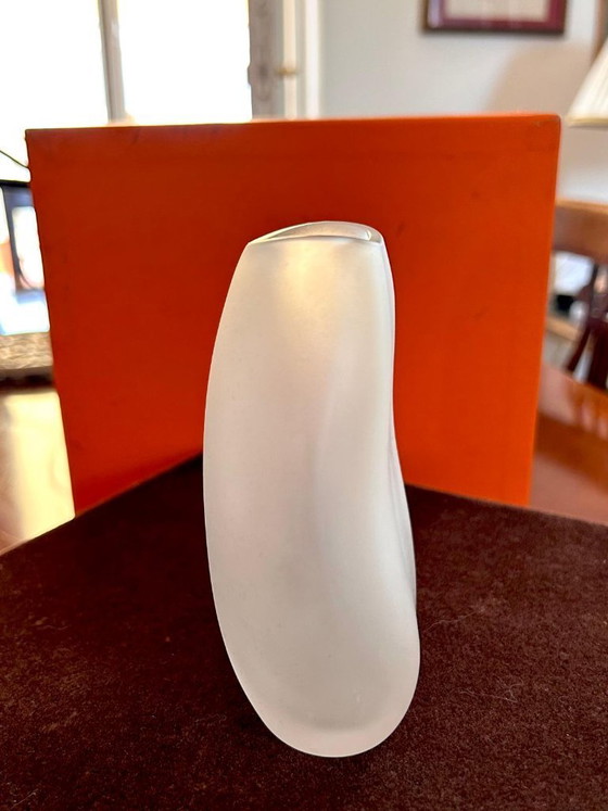 Image 1 of Authentic Hermès "Galet" (Pebble) Vase in White Opaline Glass