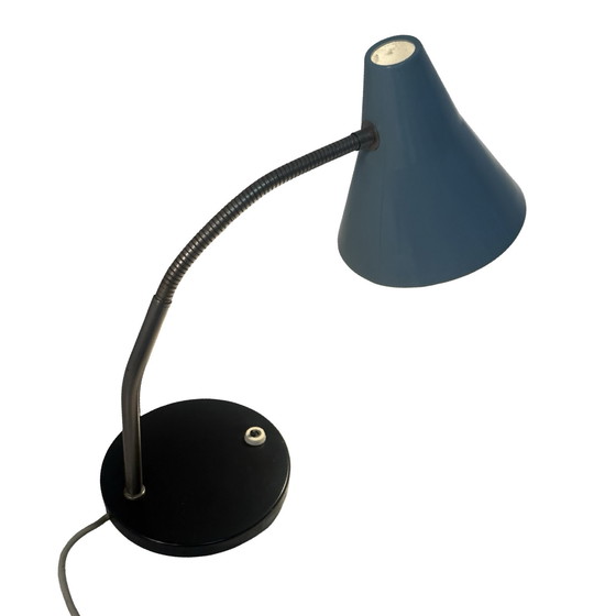 Image 1 of Vintage - Desk lamp - Black base, gooseneck and blue / grey shade - ca. 1970
