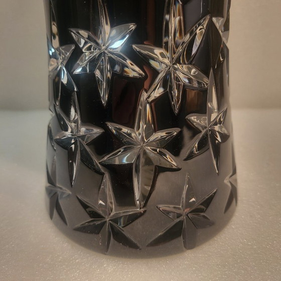 Image 1 of Large black crystal vase, signed Bruno Lehrer, Lorraine, France