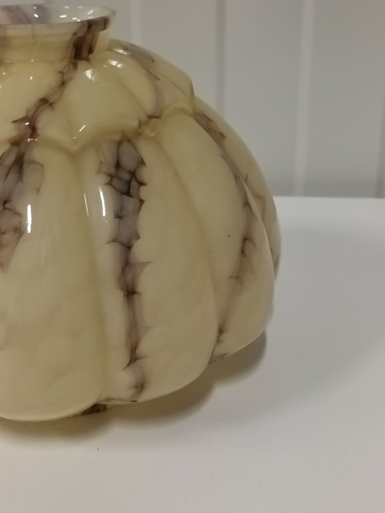 5x Art Deco Lampshades, Marbled Glass (1920s/1930s), Pendant lamps, Brown (photo 6 of 7)