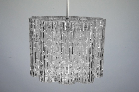 Image 1 of Mid-Century Pendant in Murano Glass Elements and Chrome, Italy 1960s