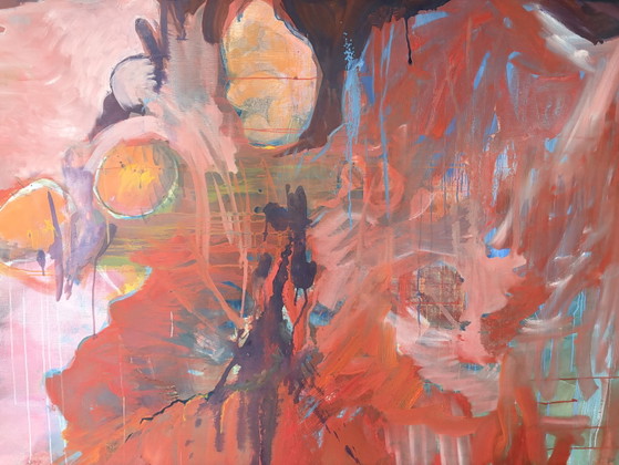 Image 1 of Groot abstract olieverfschilderij op linnen