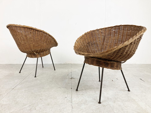2x Vintage Korbsessel
