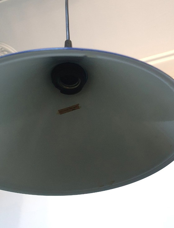 Image 1 of Vintage Hema kegelvormige hanglamp van wit metaal jaren 80