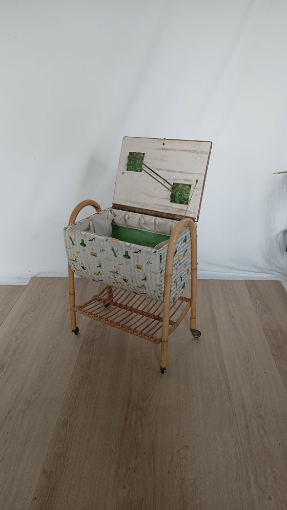 Image 1 of 1950s sewing box storage cabinet