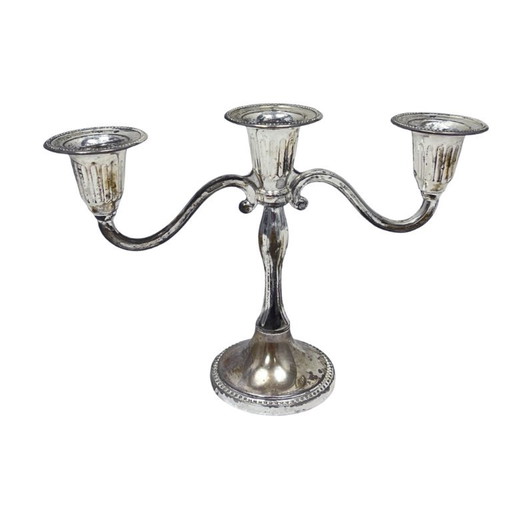 Silver-plated three-arm candelabra by I.P. ON ZINC, England, 1960s.