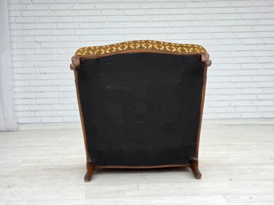 Image 1 of 1950s Danish Relax Chair, Furniture Velour, Carved Ash Wood