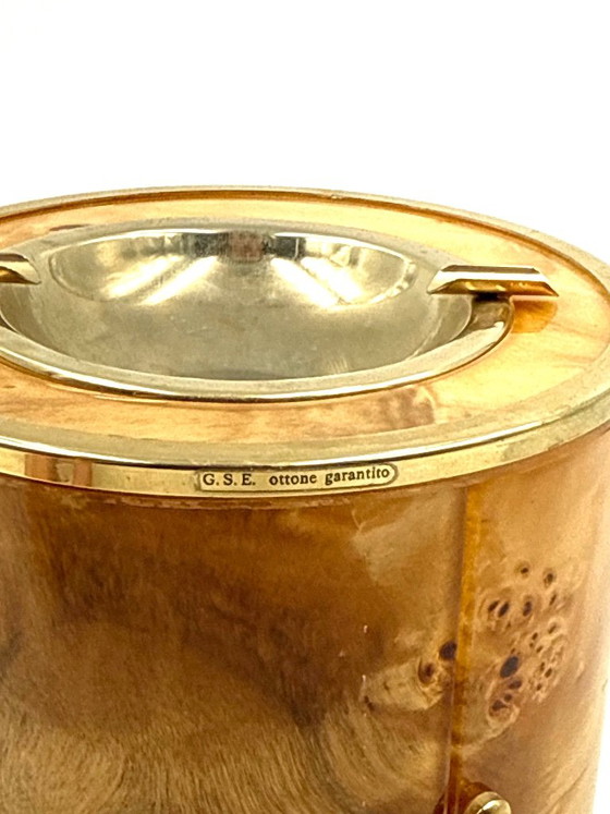 Rookset, wortelhout en messing, Tafelaccessoires, Metaal, Bruin, Vintage (foto 10 van 13)