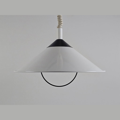 Design postmoderne - Lampe suspendue vintage Happylight noir et blanc - Hollande, années 1980.