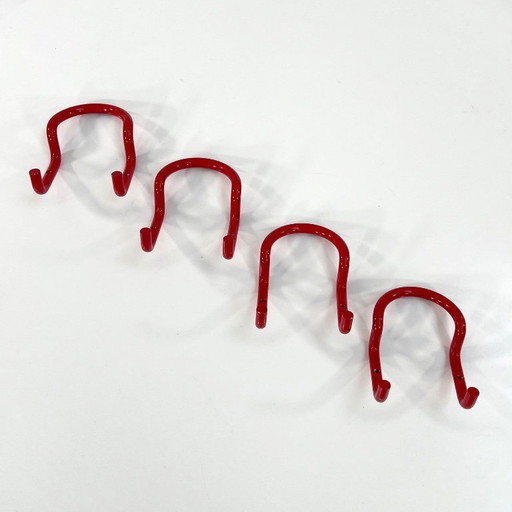 Set of 4 Red Taka Coat Hooks by Cesare Rota Nodari for Acerbis, 1960s