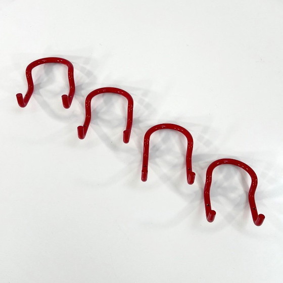 Image 1 of Set of 4 Red Taka Coat Hooks by Cesare Rota Nodari for Acerbis, 1960s