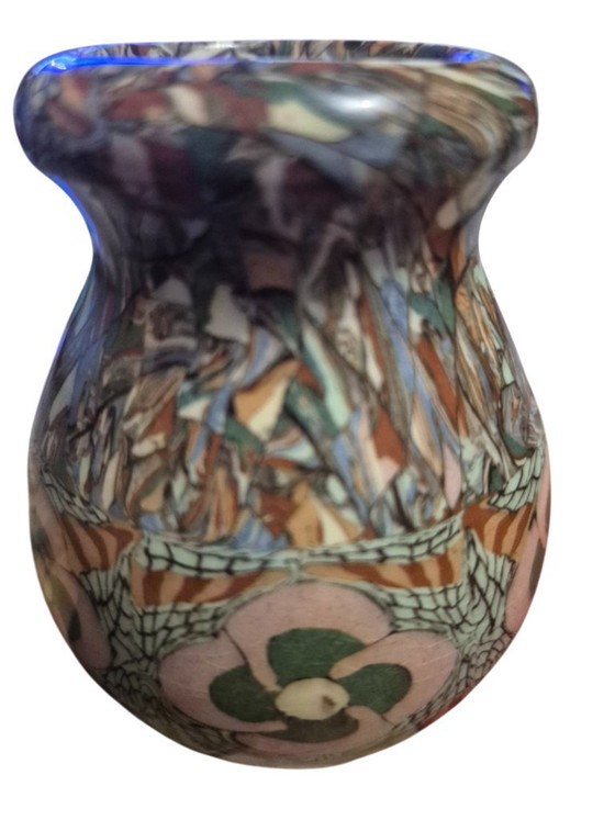 Veelkleurige keramische Vaas met bloemmotieven, jean germino, Vazen, Keramiek, Meerdere kleuren, Modern (foto 7 van 11)