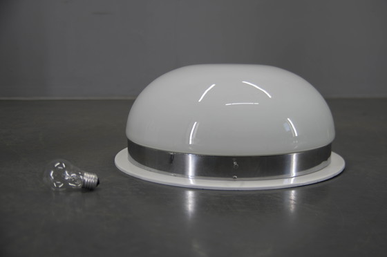 Image 1 of Grote Bauhaus chromen wand- of inbouwlamp, jaren 1940