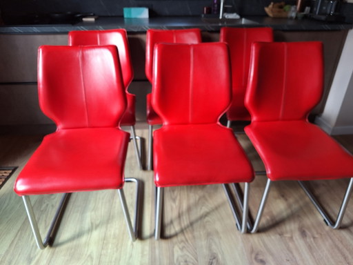 6 Ferrari red dining room chairs