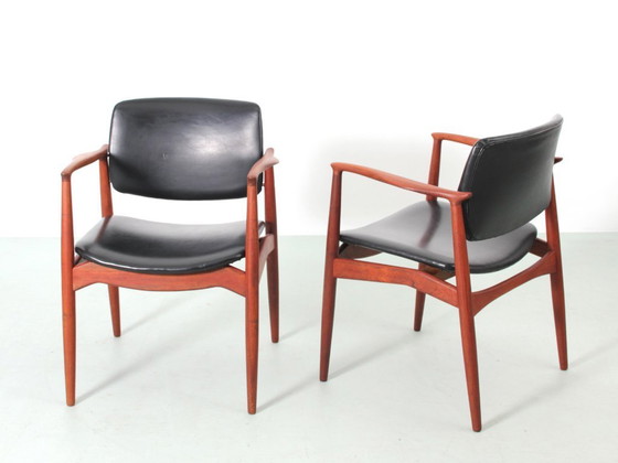 Image 1 of Paar Scandinavische teakhouten fauteuils model 66