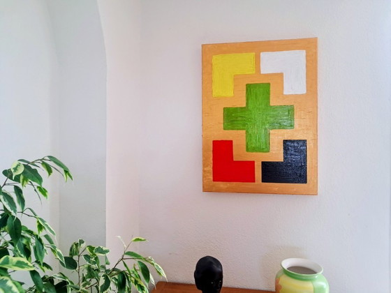 Image 1 of Enzo SAN MARCO - Essential Colors on a Gold Background - Artist's Painting