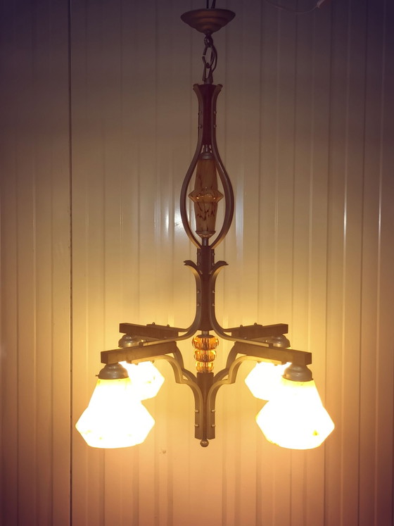 Magnifico Lampadario Art Déco – Metallo, Vetro (photo 11 of 11)