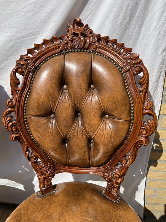 Image 1 of 4 barok eetkamer stoelen leder