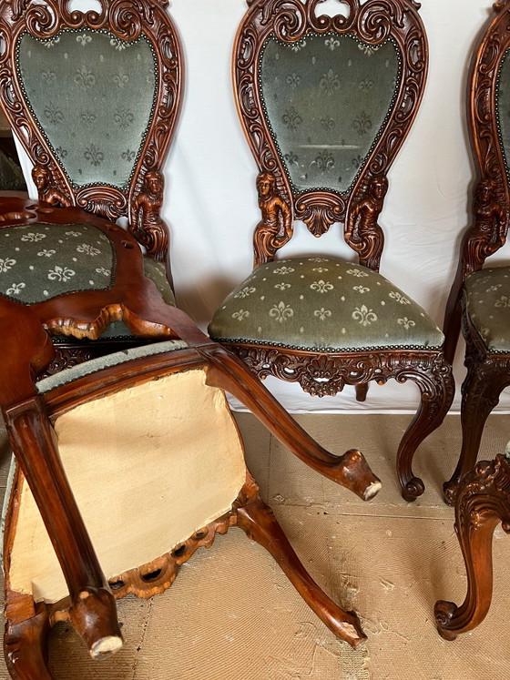 6 sedie da pranzo barocche – Tessile, Legno (photo 8 of 9)