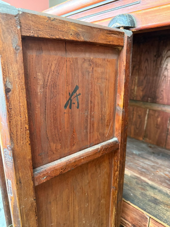 Image 1 of Chinese Cabinet with Floral Motifs – Signed Interior