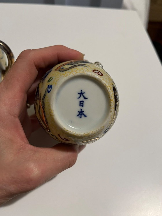 Image 1 of Service à thé en porcelaine de style Satsuma, motif dragon, milieu du XXe siècle