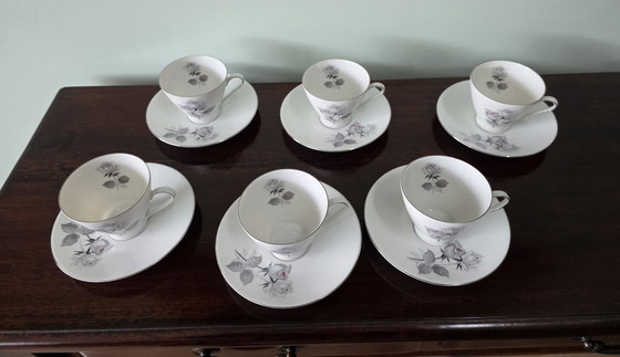 Image 1 of Servizio da caffè Vintage Bavaria Black Rose – 6 persone