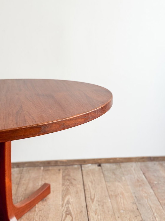 Image 1 of Mid Century Scandinavian Round Teak Dining Table with Extensions