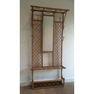 Image 1 of French vintage coat rack in rattan, 1970