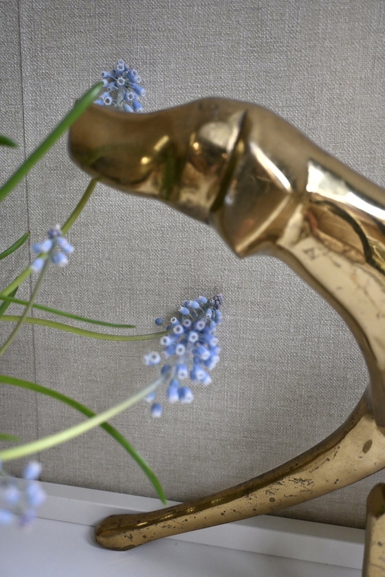 Image 1 of Hollywood Regency XL vintage brass dog statue