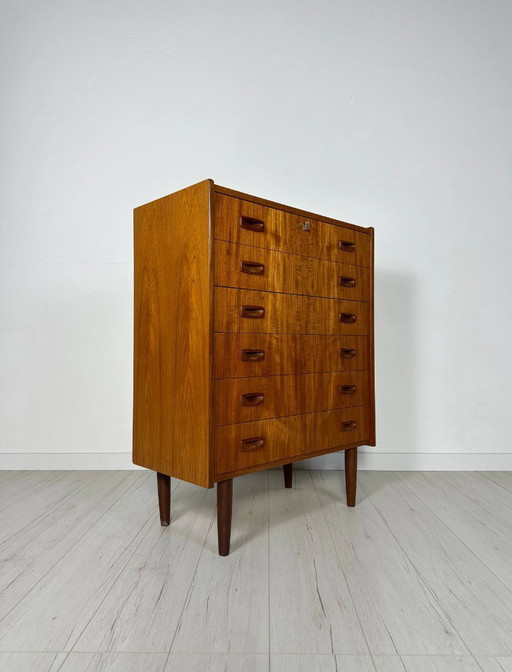 Vintage Deense teakhouten commode, minimalistische dressoir in mid-century modern stijl, jaren 60
