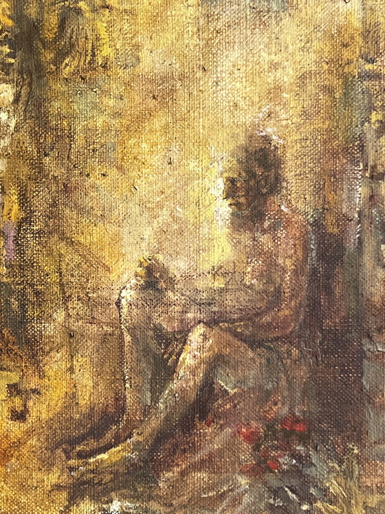 Image 1 of Gabriel Jozsef, Hongrie, paysage à l'huile, avec étiquette de la galerie,