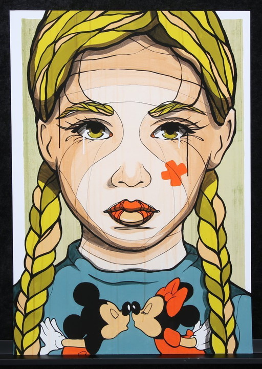 El Bocho - Girl with Mickey - 2019 - Giclee - signed by hand