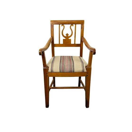 Image 1 of Niederländischer Empire-Sessel mit Lyra-Rückenlehne aus Kirschholz