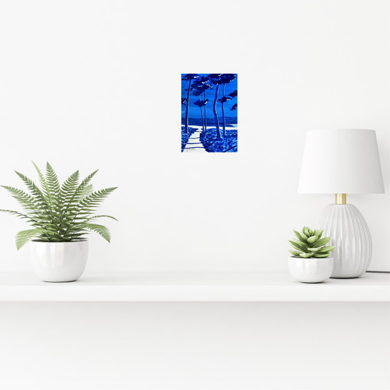 Image 1 of Set of 3 ultramarine blue sketches, 21x15cm